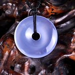 Crystal Pendant Manufacturer - 30mm Blue Chalcedony Donut Lucky Coin Charm