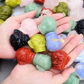 Sanxingdui Statue Manufacturer - Natural Crystal RAW STONE Carving Oval Shape