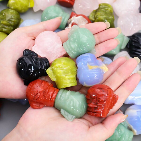 Sanxingdui Statue Manufacturer - Natural Crystal RAW STONE Carving Oval Shape