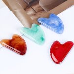 Resin Gua Sha Tool - Pink Crystal Custom Logo Heart Shape Facial Care