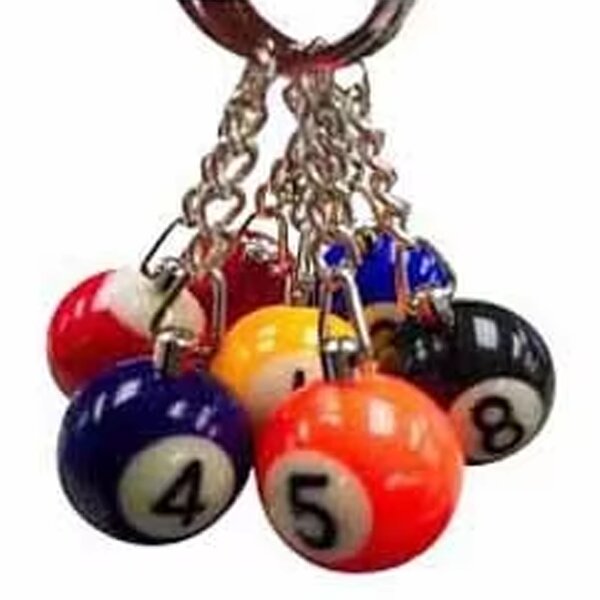 Resin Billiards Keychain - Custom Logo Mini 8 Ball Yellow Smile Pool Keyring