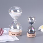 Magnetic Sand Timer - 1/15/30 Min Transparent Brass Wood Base Hourglass