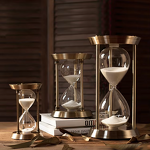 Brass Glass Hourglass - 15 Minute Decorative Metal Vintage Desktop Sand Clock