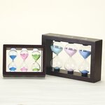 3 in 1 Tea Sand Timer - Large 1/3/5 Minute Square Wooden Frame Hourglass
