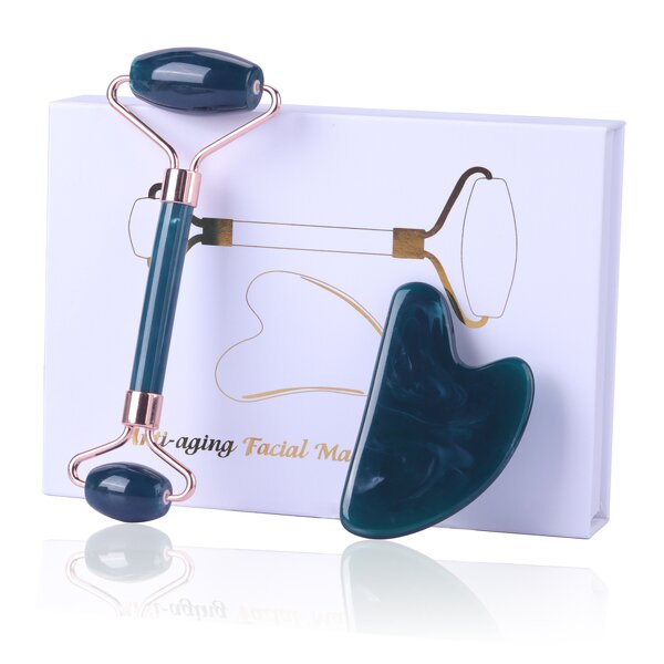 Resin Facial Massager Set - High Quality Jade Roller with Box Packaging