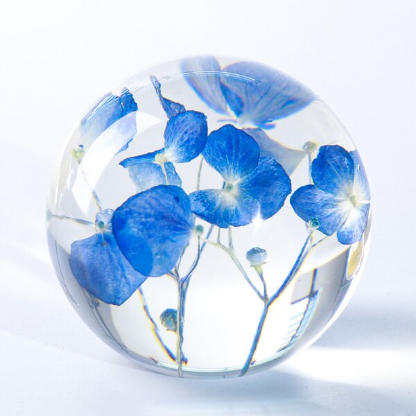 Acrylic Resin Paperweight - Custom Clear Embedded Flower Crystal Sphere