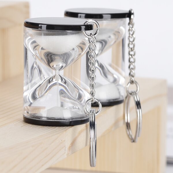 Acrylic Hourglass Keychain - Custom Logo 3 Min Mini Cylindrical Key Chain
