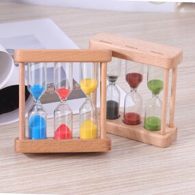 3 in 1 Tea Hourglass - Short Delivery Wooden Frame 3/4/5 Minute Sand Timer