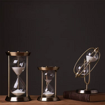 Brass Glass Hourglass - 15 Minute Decorative Metal Vintage Desktop Sand Clock