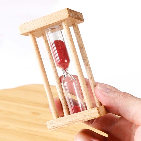 Square Wooden Hourglass - 1/3/5 Minute Tea Coffee Kids Teeth Brush Timer