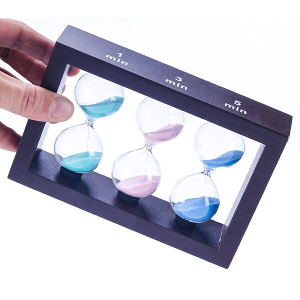 3 in 1 Tea Sand Timer - Large 1/3/5 Minute Square Wooden Frame Hourglass