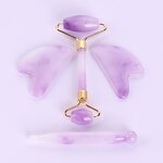 Crystal Jade Roller Set - Hot Selling Custom Logo Pink Guasha Board Massage