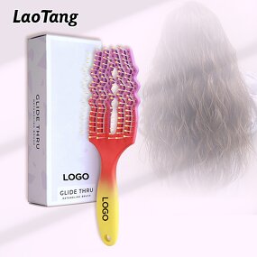 Six Rows Detangler Brush - Wholesale Plastic Custom Logo Women Curly Hair Tool