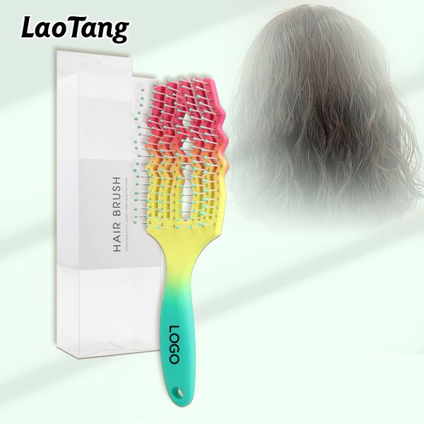 Scalp Massage Hairbrush - Women's Nylon Bristle Curly Salon Hairdressing Tool