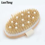 Boar Hair Exfoliating Brush - Factory OEM Solid Wood Frame Dry Body Tool