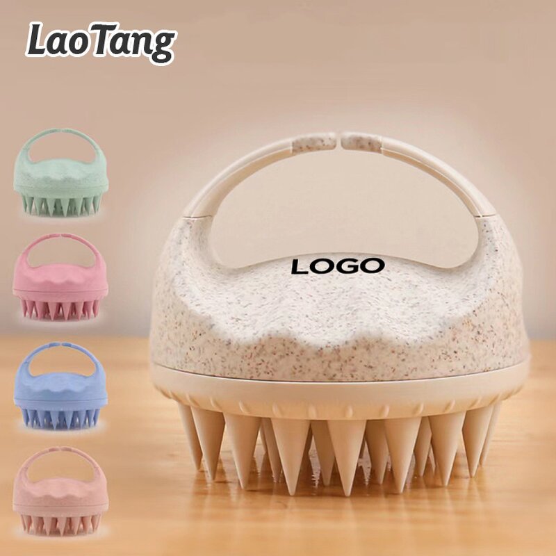 Wheat Straw Scalp Brush - Natural Shampoo Head Massage Silicone Cleaning Tool