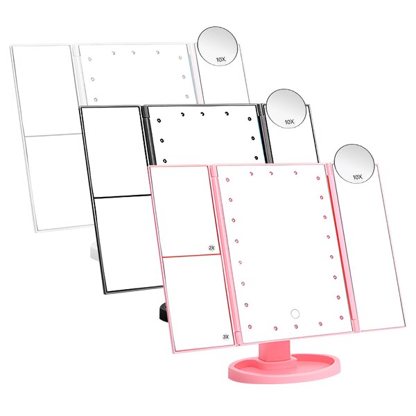 LED Makeup Mirror Manufacturer - Custom 22 Leds 2x 3x 10x Magnifying Tabletop Foldable
