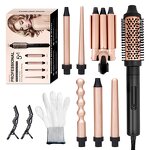 Curling Wand Set Manufacturer - 5 in 1 Fast Heating Interchangeable with Heat Glove