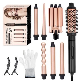 Curling Wand Set Manufacturer - 5 in 1 Fast Heating Interchangeable with Heat Glove