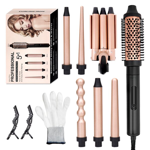 Curling Wand Set Manufacturer - 5 in 1 Fast Heating Interchangeable with Heat Glove