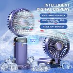 Portable Fan Manufacturer - 5 Speeds Digital Display 1800mAh Handheld Neck Desk 3in1