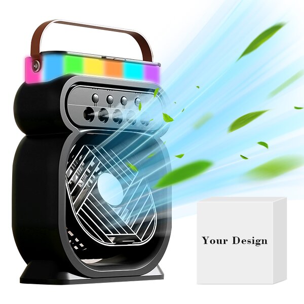 Air Cooler Fan Manufacturer - 5 Nozzles Humidification 3-Speed with 7 Colors Light