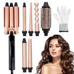 Curling Wand Set Manufacturer - 5 Interchangeable Ceramic with Brush and Heat Glove