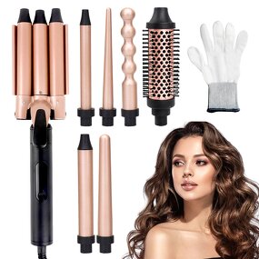Curling Wand Set Manufacturer - 5 Interchangeable Ceramic with Brush and Heat Glove