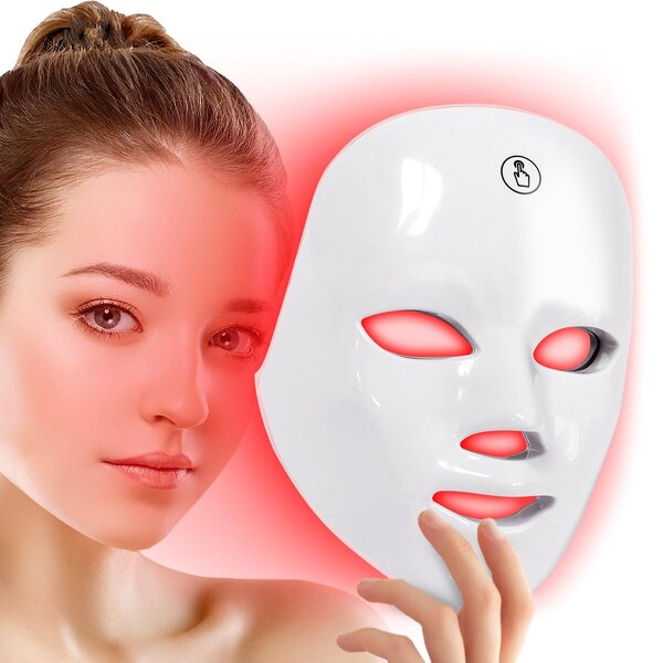 LED Face Mask - 7-1 Color Red Light Therapy Wrinkle Remover Facial Skincare