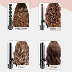 Curling Iron Wand Set - Professional 6 in 1 Ceramic Auto LED Temperature Tool