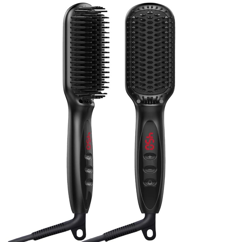 2 in 1 Beard Straightener - Negative Ion Ceramic Heated Hot Hair Comb Tool