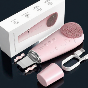 2-in-1 Facial Cleanser Brush - Professional Ultrasonic Scrubber Exfoliating Tool