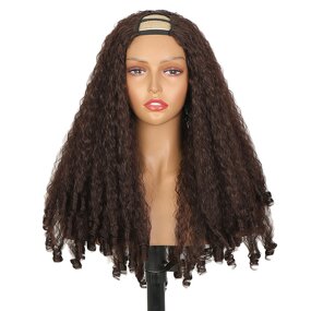 Headband Wig Manufacturer - Long 24 Inches Black Fluffy Afro Spring Curly Synthetic
