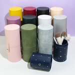 Makeup Brush Holder Manufacturer - High Quality PU Leather Tube Round Cylinder Case
