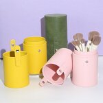 Makeup Brush Holder Manufacturer - High Quality PU Leather Tube Round Cylinder Case