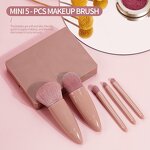 Makeup Brushes Set Manufacturer - Custom Logo 5PCS Travel Size with Mirror Case