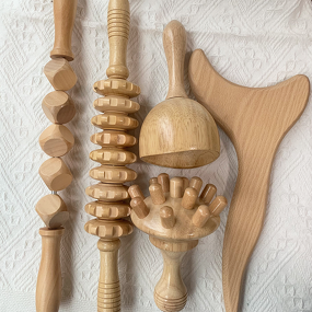 Wooden Muscle Roller Set - High Quality 5 Piece Body Care Shaping Release Tool