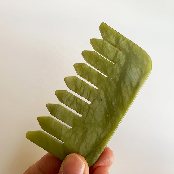 Green Jade Gua Sha Comb - Custom Logo Natural Scraping Massage Hair Home Use