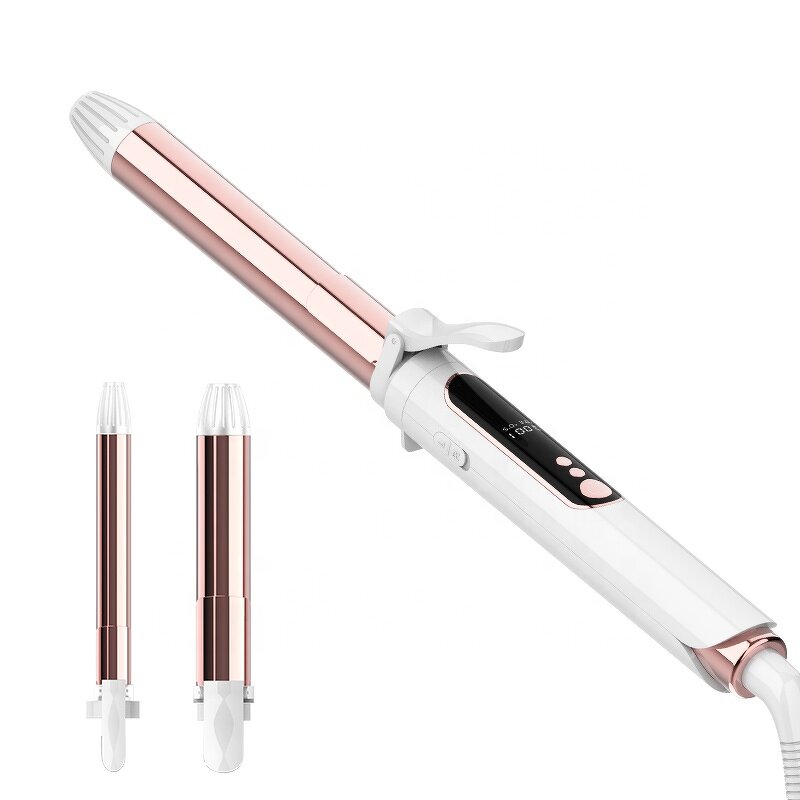 3 in 1 Curling Set - Curling Brush 2 Interchangeable Ceramic Wand Dual Voltage