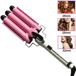 Triple Barrel Curler - Professional Ceramic LCD Temperature PTC Heaters Ladies Tool