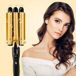 3-Barrel Hair Waver - Women's High Quality LCD PTC Top Seller Rotating Curling Iron