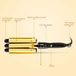 3-Barrel Hair Waver - Women's High Quality LCD PTC Top Seller Rotating Curling Iron