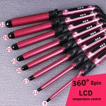 Tourmaline Curling Iron - 9-32MM Custom Barrel LCD Temperature Long Short Hair