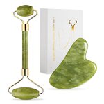 Green Jade Facial Roller - Natural Heart-Shaped Anti-Aging Weight Loss Tool With Packaging Box