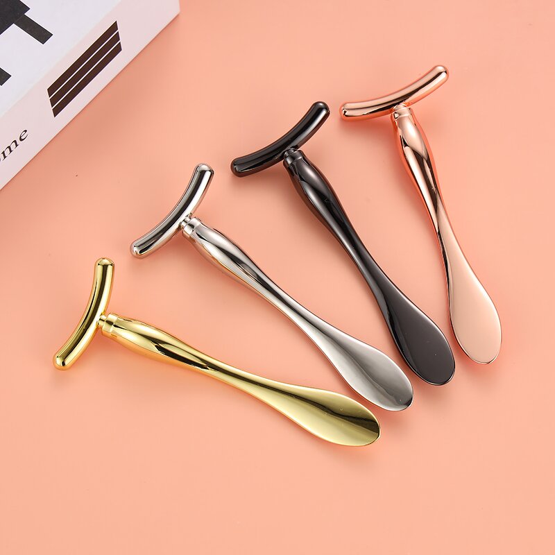 T-Shape Eye Applicator - Personalized 9.6cm Double Head Metal Cosmetic Spoon Massage Stick