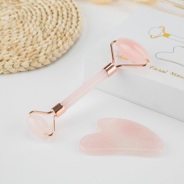 Pink Jade Roller Set - 2024 Hot Selling Natural Stone Facial Guasha Skincare Premium Tool