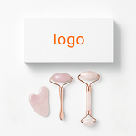 Rose Quartz Jade Set - Roller and Gua Sha With Box Packing Neck Facial Massage Tool
