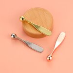Mini Gold Spatula - Personal Label 5.8cm Zinc Alloy Face Cream Applicator Metal Cosmetic Spoon
