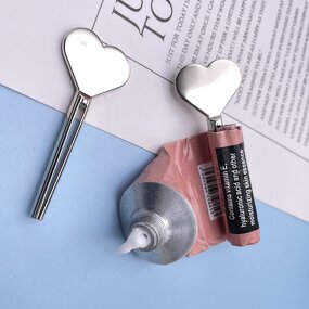 Metal Tube Squeezer - Custom Logo Heart-Shape Toothpaste Lotion Cream Dispenser Hand Held