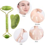 Xiuyan Jade Roller Set - 2024 Custom Logo Anti-Aging Green Gua Sha Facial Massage Tool